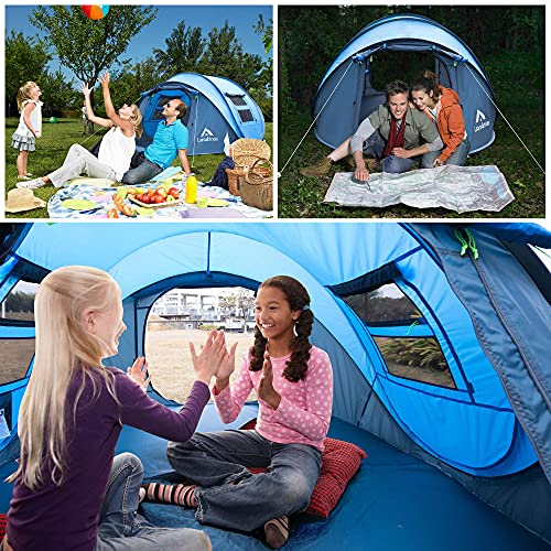 4 Person Pop Up Tent Waterproof Automatic Setup 2 Doors for Camping Hiking Traveling T63223