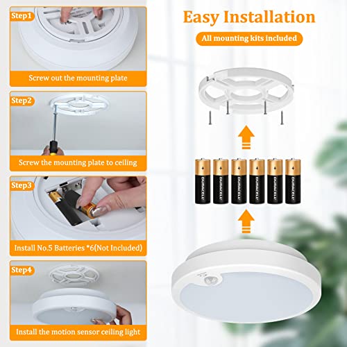 Motion Sensor LED Ceiling Lights 2-Pack, Wireless Battery Powered for Closet Pantry Laundry H36025