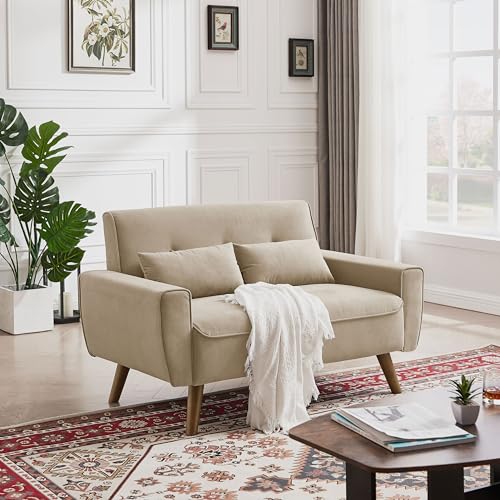 Mid Century Modern Loveseat Sofa with Wood Legs Z78752