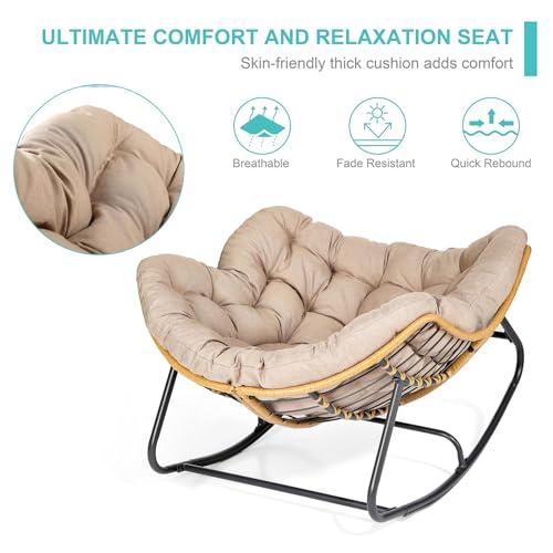 Oversized Patio Papasan Rocking Chair with Wicker Lounge G5657