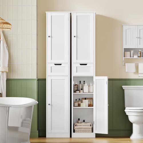 67" Tall Bathroom Cabinet with 2 Doors and 1 Drawer, Adjustable Shelves T930834