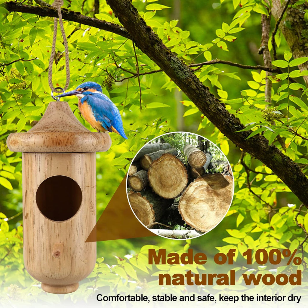 Wooden Hummingbird House for Hanging, 3 Pack with Hemp Ropes V482850