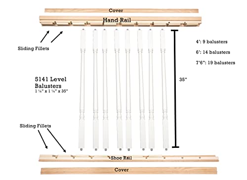 Indoor Stair Rail Section Kit with Primed White Wood Balusters C879