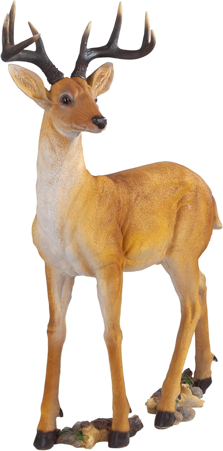 Woodland Buck Deer Garden Statue Decoy, 23 Inches Wide E662