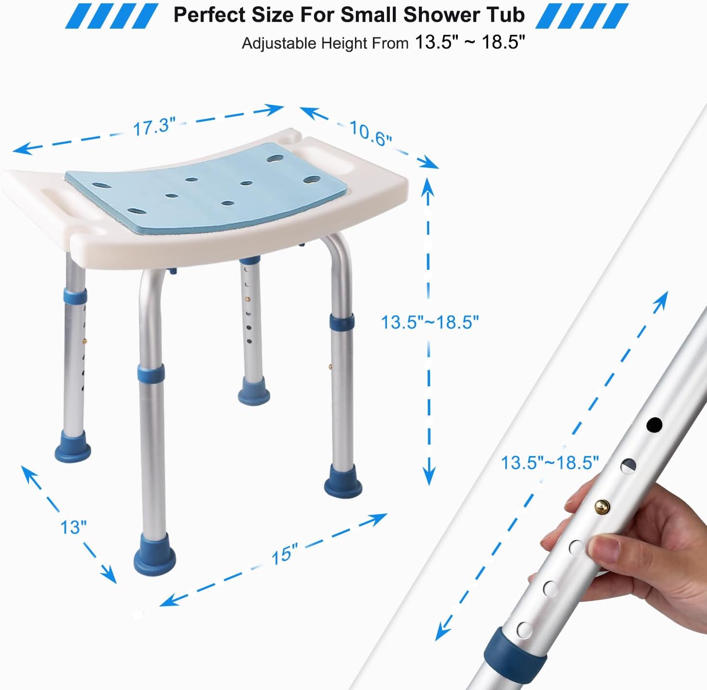 Shower Bench Seat with Shower Head Holder, 350LBS Capacity P6279