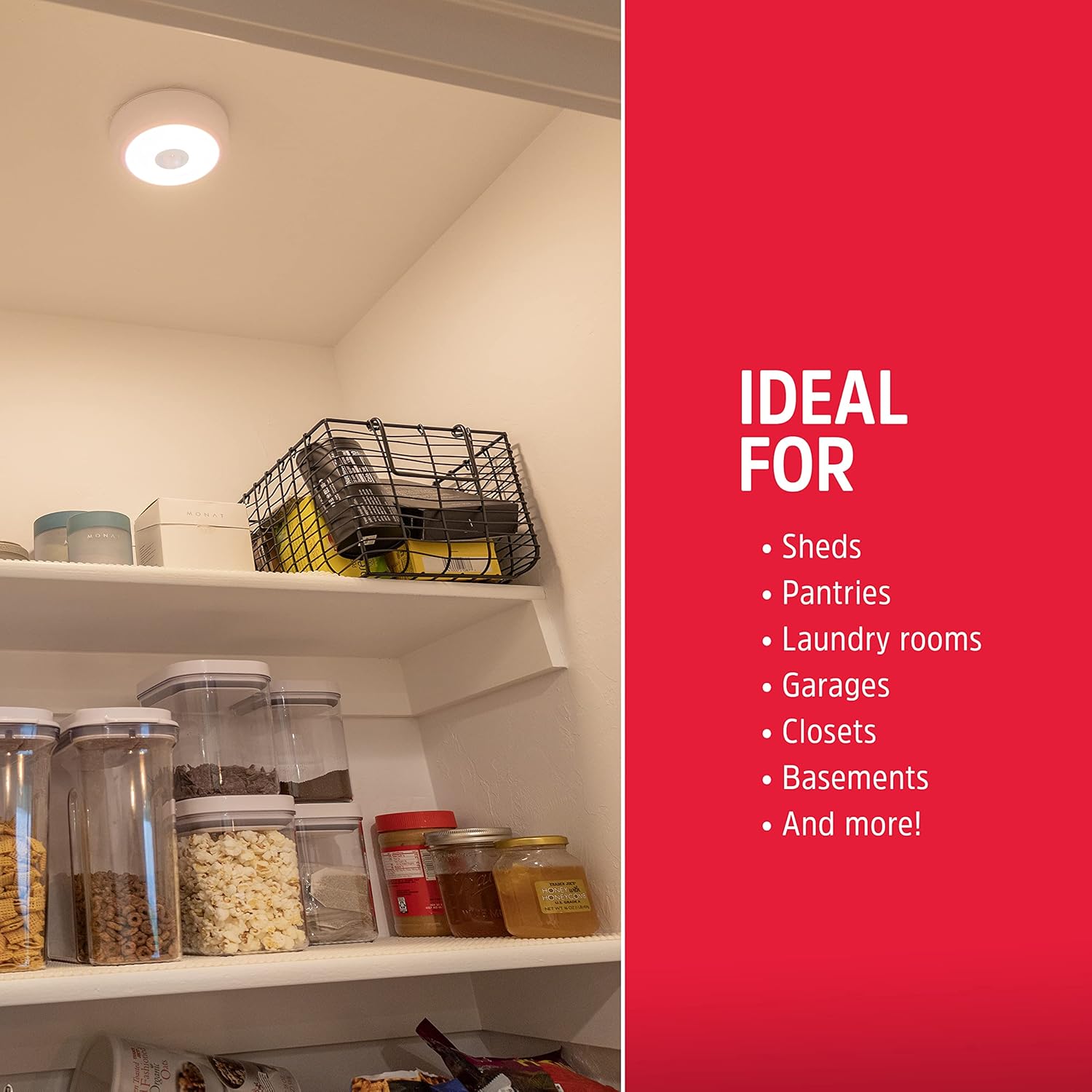 Motion Activated LED Ceiling Light, 2 Pack, Battery Operated, Wireless N820