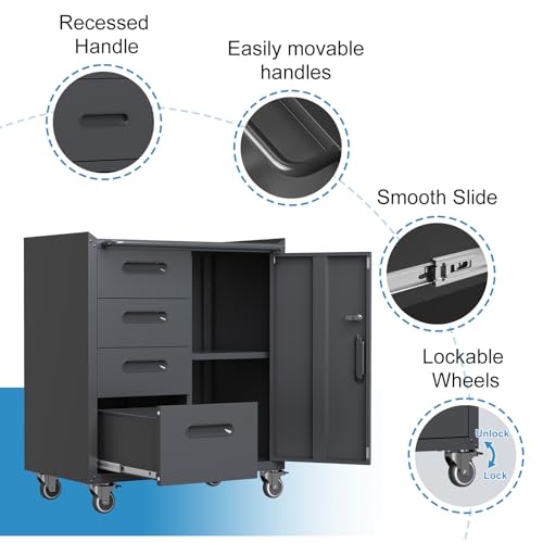 Wall Cabinet with 2 Doors, Lockable, Adjustable Shelves, Heavy Duty Steel J4545