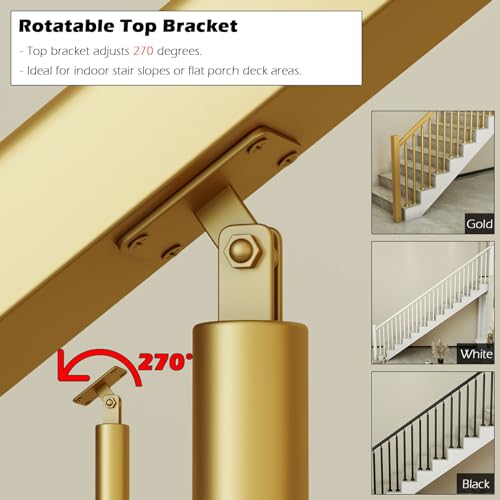 Round Spindles for Staircase, 2 4 6 Pieces Modern Iron Stairs Balusters with Swivel Top Bracket I998