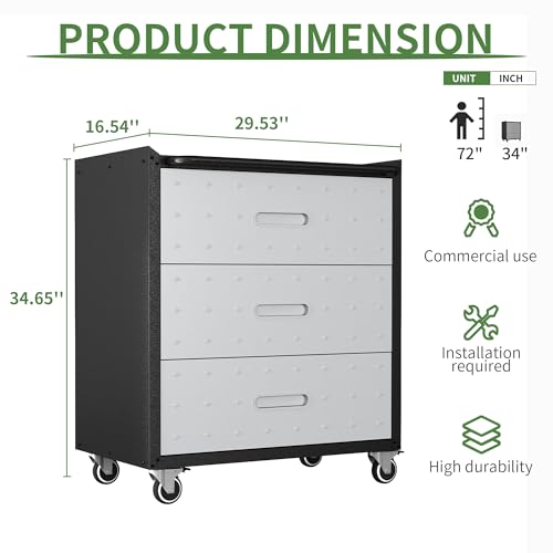 Rolling Tool Storage Cabinet with 4 Drawer and Locking Door U282375