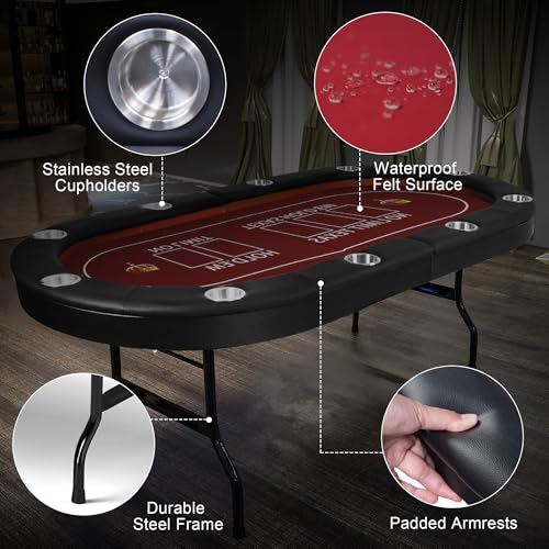 Foldable Blackjack Poker Table with Cup Holders G3690