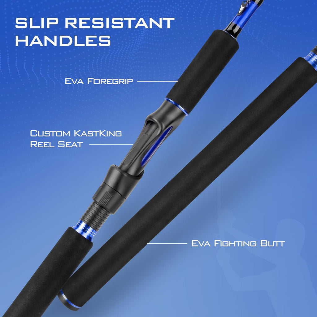 Fishing Rod and Reel Combo, Spinning & Baitcasting, Graphite 2-Piece, Stainless Steel Guides I21783