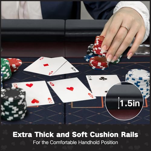 LED Poker Table, 10 Player Foldable Texas Holdem with LED Lights, USB Ports, Cup Holders A93805