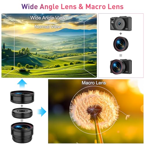 4K Digital Camera for Photography, WiFi Autofocus 64MP Vlogging Camera with Flip Screen A727