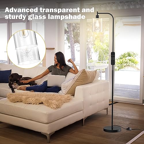 LED Floor Lamp with Glass Lampshade for Living Room, Bedroom, Office U1731