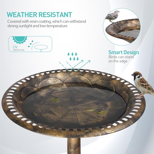 Antique Green Resin Pedestal Bird Bath for Outdoor Garden Z630