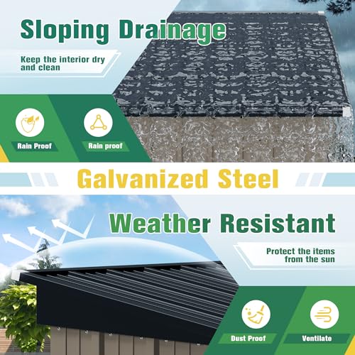 Metal Garden Storage Shed with Lockable Door for Backyard Patio Lawn Z3089