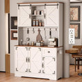 71" Kitchen Pantry Cabinet, Modern Kitchen Hutch Food Pantry with Charging Station and Microwave Stand, Pantry Storage Cabinets with Countertop, for Dining Room, White