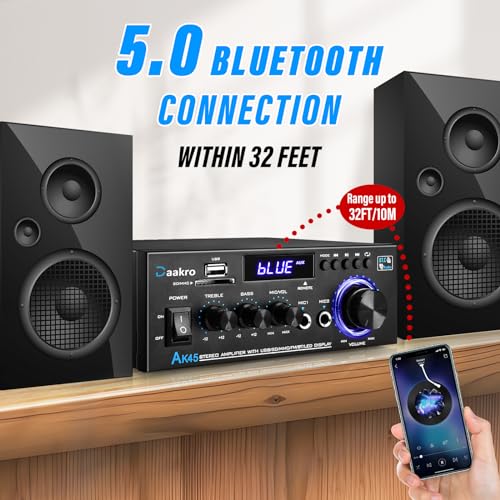 Stereo Audio Amplifier, 300W 2 Channel Wireless Bluetooth, FM Radio, USB, SD Card, Remote Control B25702