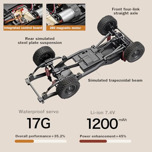 1/12 RC Rock Crawler 4x4 Pickup Truck, 2.4GHz Remote Control Off Road Car N638729