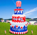 6 FT 4th of July Inflatables Outdoor Decorations,Cake with Build-in LEDs USA Blow Up Patriotic Decor Independence Day Garden,Yard,Lawn Decoration