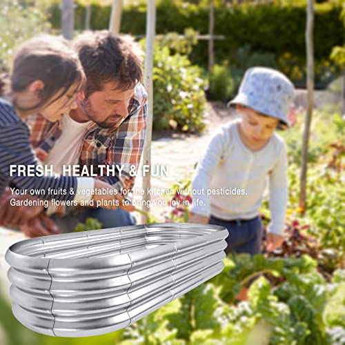 Oval Galvanized Steel Raised Garden Bed, 5x2x1 FT, Outdoor Planter Box for Vegetables, Flowers, Herbs G1616