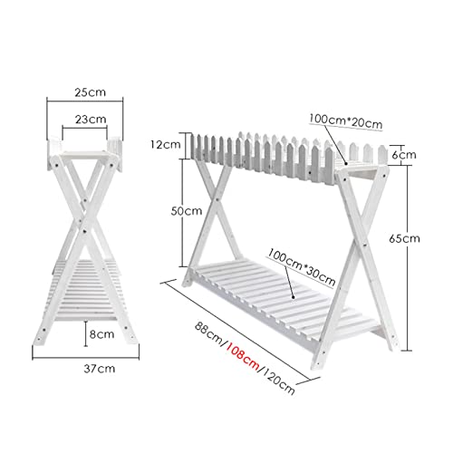 2 Tier White Wooden Plant Ladder Shelf P74854