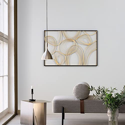 Metal Wall Art 36" Gold with Black Frame H940737