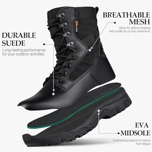 Men's Tactical Boots 8 Inches Lightweight Suede Leather Military Work Boot J951812