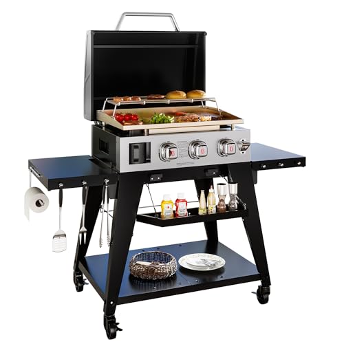 6-Burner Propane Gas Grill and Griddle Combo with Stainless Steel Lids F7495