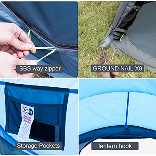 4 Person Pop Up Tent Waterproof Automatic Setup 2 Doors for Camping Hiking Traveling T63223