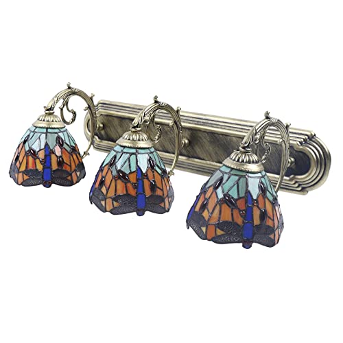 Tiffany Victorian Wall Sconce, 3-Light Stained Glass Vanity Light S648539