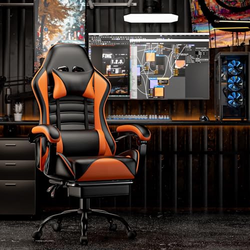 Ergonomic Gaming Chair with Footrest, Reclining, Lumbar Support I1131