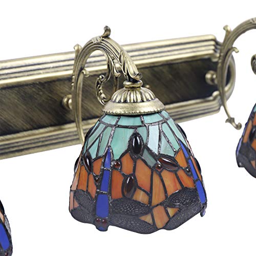 Tiffany Victorian Wall Sconce, 3-Light Stained Glass Vanity Light S648539