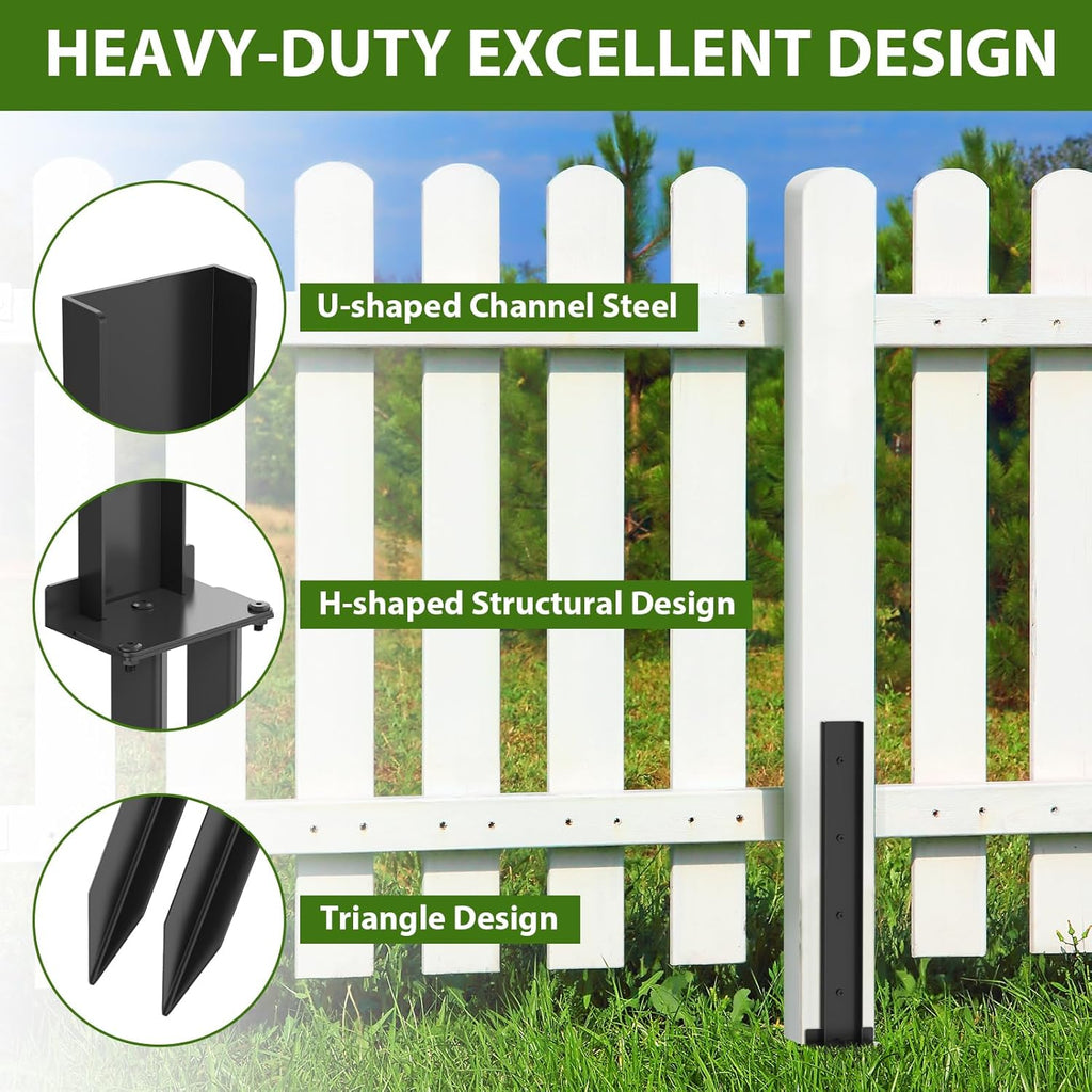 Fence Post Anchor Kit, Heavy Duty Steel Ground Spike for Repair H127337