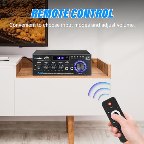 Stereo Audio Amplifier, 300W 2 Channel Wireless Bluetooth, FM Radio, USB, SD Card, Remote Control B25702