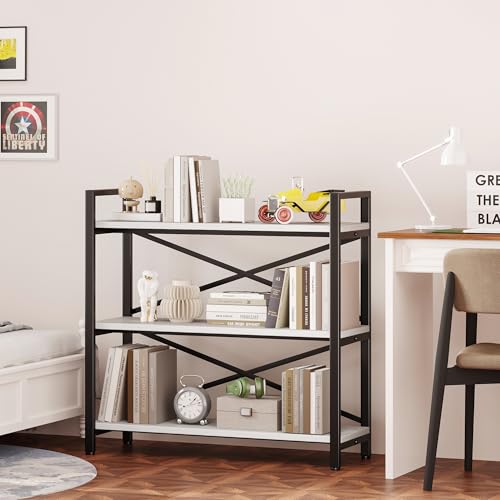3 Tier Industrial Bookcase, Rustic Etagere Bookshelf for Living Room U5786
