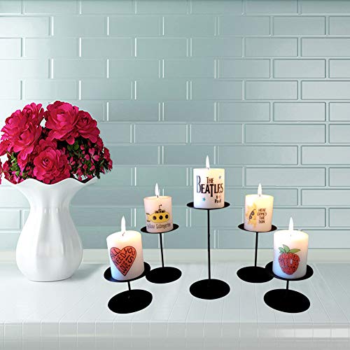 Modern Iron Candle Holders for Pillar Candles, Set of 5 A50224