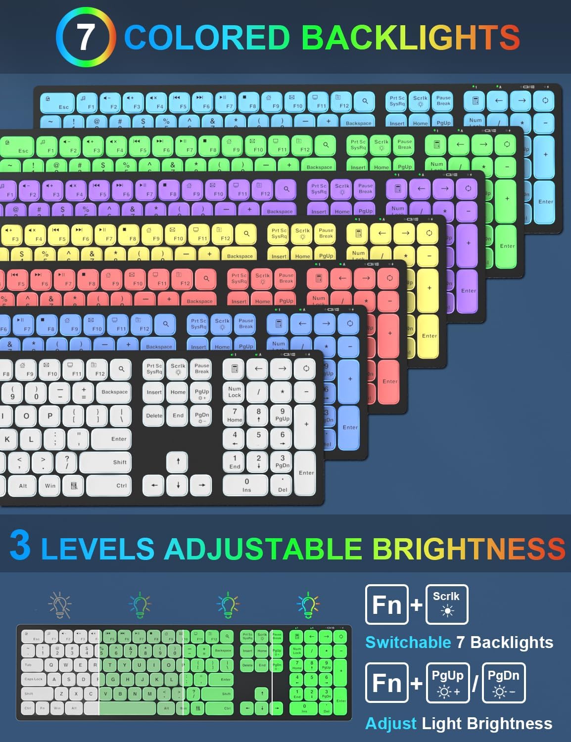 Wireless Keyboard and Mouse Combo with RGB Backlit, Rechargeable, Slim Design R51228
