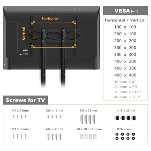 Mobile TV Stand for 32-75 Inch TVs, Height Adjustable Rolling Cart with Laptop Shelf V4062