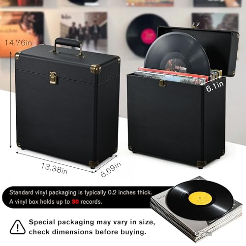 Vinyl Record Storage Box Holds 30 Albums T146