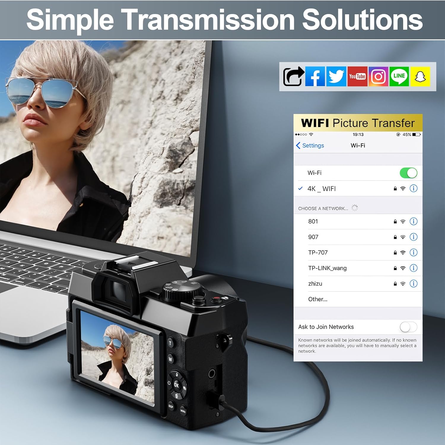 4K Digital Camera for Photography, 48MP Vlogging Camera with Flip Screen, 16X Zoom, Autofocus Q392083