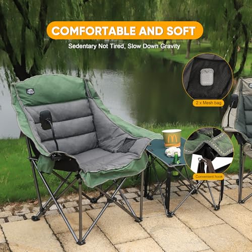 Folding Camping Chair, Heavy Duty Padded, with Cup Holder and Carry Bag J52614