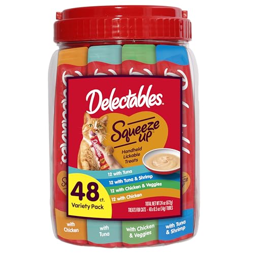Handheld Lickable Treats for Cats, Chicken and Tuna Salmon, 54 Count A909