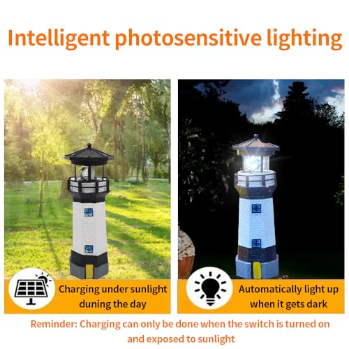 Solar Rotating LED Lighthouse Decorative Light, Waterproof for Courtyard I26597