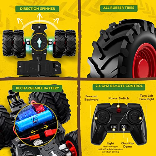 Remote Control Tractor Toy with Trailer and Front Loader for Kids A50598