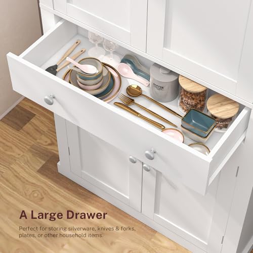 White Pantry Cabinet with 6 Doors and Drawer I8389