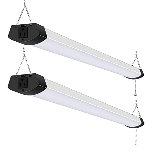 hykolity 4FT 120W LED Shop Light Linkable, 13000lm(400w Equivalent), 5000K Utility Shop Lights for Garages, Workshops, Basements, Hanging or FlushMount, with Power Cord and Pull Chain, ETL, 2 Pack