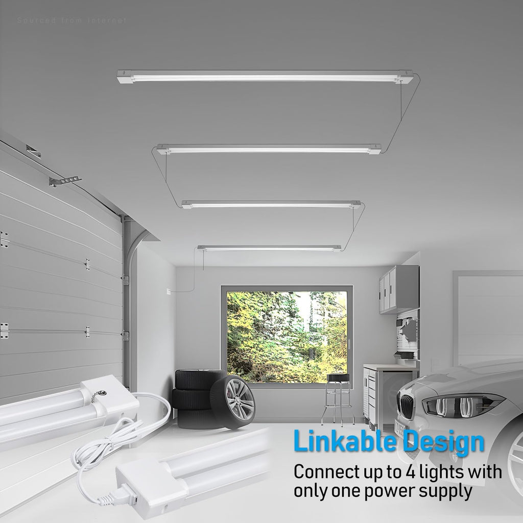 10-Pack LED Shop Light 4FT, 40W 5000K Daylight, Linkable with Pull Chain A411881