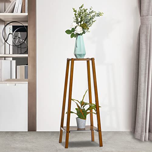 Bamboo Tall Plant Stand with 4 Shelves for Patio Garden Balcony W958352
