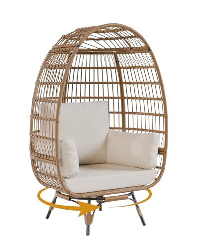 Wicker Egg Chair with Cushions and Ottoman L257
